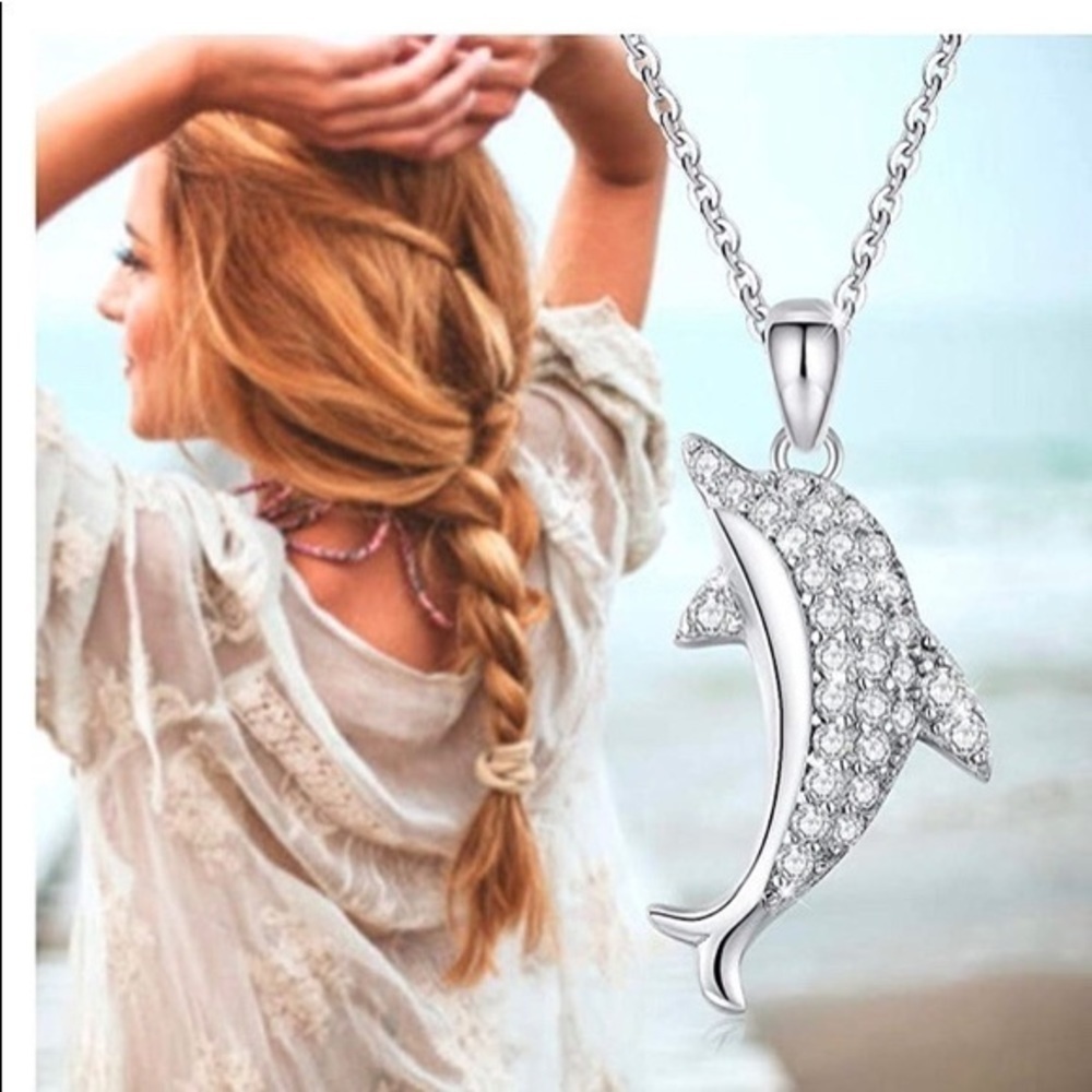 brilliant dolphin jeweled necklace